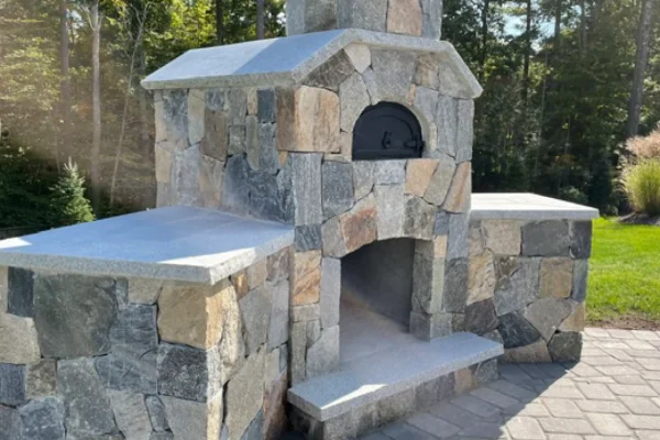 custom stonework fireplace